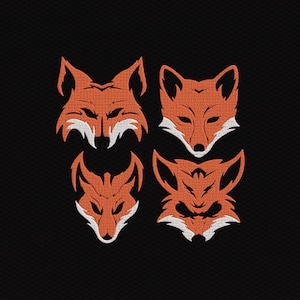 Fuchs Gesicht Set, Stickdesign, Mini Fuchs, Maschinenstickerei, Tier Stickerei, Waldtiere, Fuchskopf, Dateien in 6 Größen