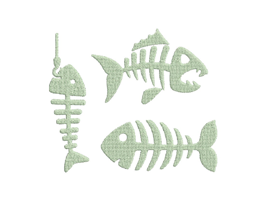 Textiles Fish Using Fishbone Design Fish Bone Set Embroidery Design, Mini Fish Bone Embroidery, Machine ...