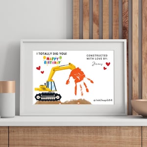 Geburtstag Handprint Art, I Totally Dig You, Kinder Baby Kleinkind Andenken, DIY Memory Geschenk für Papa Opa, druckbare JPG Geburtstagskarte