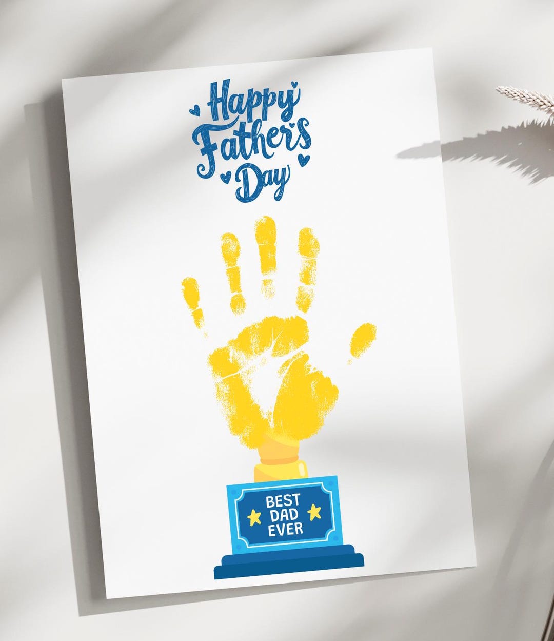 Father’s Day Handprint Art | Best Dad Ever Trophy | Kids DIY Gift ...