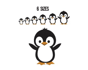 Baby Penguin Embroidery Design, Penguin Mini Embroidery, Machine Embroidery Design, Penguin Silhouette, Animal Embroidery Design, 6 Sizes