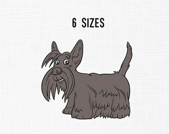 Scottish Terrier Embroidery Design, Scottie Silhouette Design, Dog Lovers Embroidery, Pet Animal Pattern Machine Embroidery Files, 6 Sizes