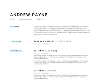 Minimalist Resume Template, Professional Modern Resume Template Word, CV Template, Clean Simple Resume Template