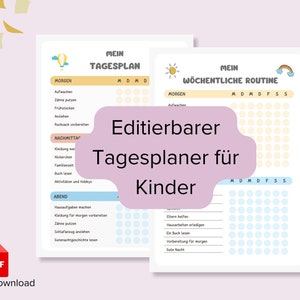 Planificador Diario para Niños PDF, Antes y Después de la Escuela, Editable 2 Borradores Diarios y 1 Rutina Semanal, Personalizar - Imprimible