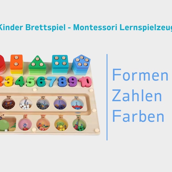 Montessori Puzzle-Board: Zahlen, Formen & Farben lernen - Pädagogisches Holzspielzeug für Kinder