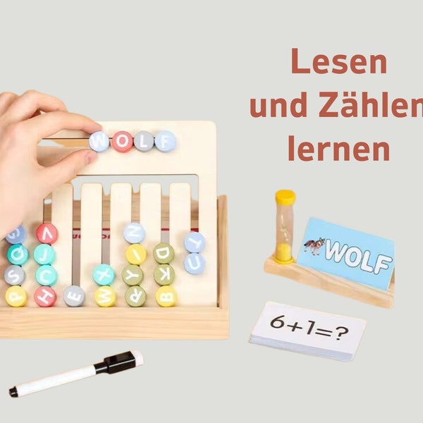 Montessori Lernbrett: Lesen und Zählen lernen - pädagogisches Holzspielzeug für Kinder