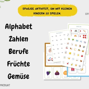 Juegos Educativos PDF Imprimir | Alfabeto, números, frutas, verduras y profesiones | Juego ABC Montessori | Juguetes educativos infantiles PDF imprimir