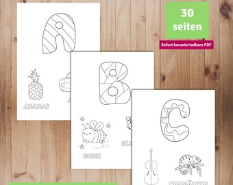 NEW - Printable PDF Coloring: Numbers & Letters, Lovely Animal Coloring Pages, best activity and game for kids