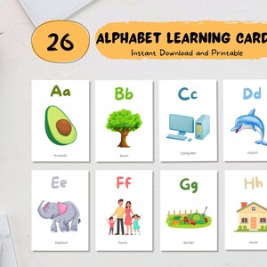 ABC Educational Cards PDF, A-Z Cards, Learn ABC, Alphabet Learning Cards, English Alphabet for Kindergarten and Preschool, Digital Download