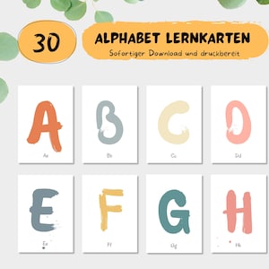 Alphabet Bildungskarten, Deutsch ABC lernen, ABC Lernkarten, Kindergarten und Vorschule, Digitaler Download