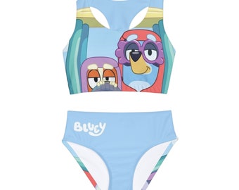 Girls Two Piece Swimsuit Bluey Show Grannies Theme