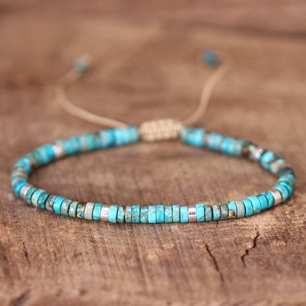 Turquoise Bracelet Stone Slab & Adjustable Ties