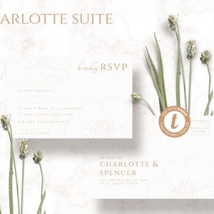 Charlotte RSVP / Modello di invito di nozze fine art, Download istantaneo Inviti di nozze, Modello stampabile per invito di nozze semplice