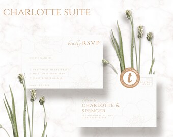 Charlotte RSVP | Fine art wedding invitation template, Instant download Wedding Invites, Simple Wedding Invitation Printable Template