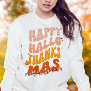 Happy Hallothanksmas Png, Halloween Png, Thanksgiving Png, Christmas Png, Holiday Shirt Png, Groovy Png, Fall Png, Digital Download