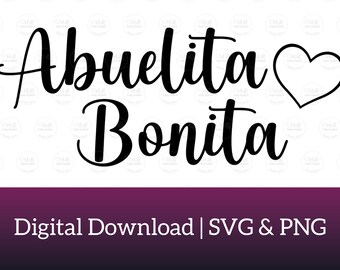 Abuelita SVG, SVG español, uso físico comercial gratuito, descarga instantánea, archivo SVG para Cricut, diseños para camisetas y más, Grandma Svg