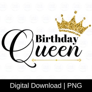 Birthday Queen PNG, Sublimation PNG, Printable PNG, Birthday Design, Birthday Queen Crown, Gold Birthday Queen Crown, Digital Download, Png