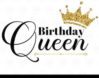 Birthday Queen PNG, Sublimation PNG, Printable PNG, Birthday Design, Birthday Queen Crown, Gold Birthday Queen Crown, Digital Download, Png