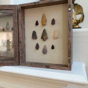 Authentic American Indian Arrowhead Collection, Shadow Box Display