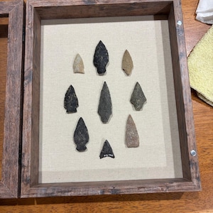 Authentic Indian Arrowhead Collection: RARE Northeastern Points - Shadow Box Display