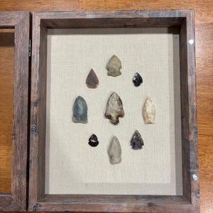 Authentic American Indian arrowhead Collection: Texas, Missouri, Mississippi - Shadow Box Display
