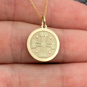 14k Solid Gold Armenian Cross Pendant, Personalized Armenian Cross Necklace, Protection Cross Pendant, Armenian Cross Necklace