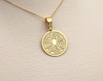 14k Solid Gold Spinne Anhänger Halskette: Personalisierter Tarantel Schmuck