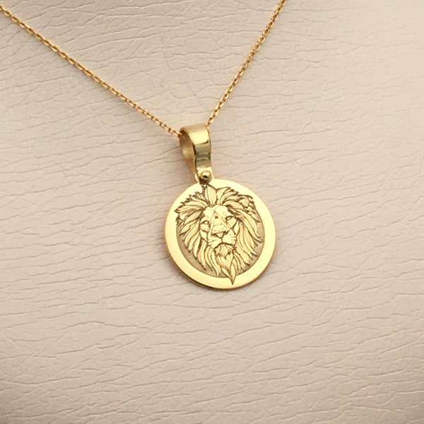 14k Solid Gold Lion Necklace, Personalized Lion Pendant, Lion Pendant, Animal Pendant, 14k Real Gold Lion Necklace