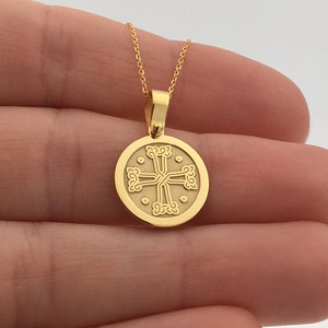 14k Solid Gold Armenian Cross Pendant, Personalized Armenian Cross Necklace, Protection Cross Pendant, Armenian Cross Necklace