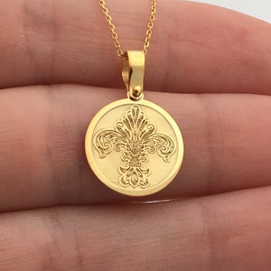 Collier fleur de lys en or massif 14 carats, pendentif fleur de lys personnalisé, breloque fleur de lys, collier fleur de lys en or véritable 14 carats