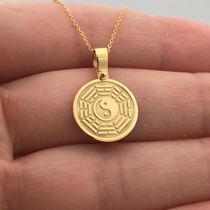 14k Solid Gold Yin Yang Pendant Necklace: Personalized Symbol