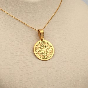 14k Solid Gold World Map Necklace, Personalized World Map Pendant, Earth Pendant, 14k Real Gold Earth Necklace