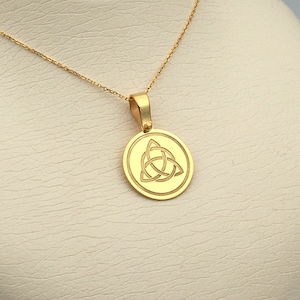 14k Solid Gold Triquetra Necklace, Personalized Triquetra Pendant, Irish Knot Pendant, Celtic Knot Necklace, 14k Real Gold Triquetra Pendant