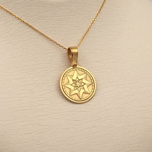 Collier à pendentif étoile du Nord en or massif 14 carats : gravure personnalisée
