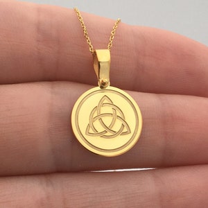 14k Solid Gold Triquetra Necklace, Personalized Triquetra Pendant, Irish Knot Pendant, Celtic Knot Necklace, 14k Real Gold Triquetra