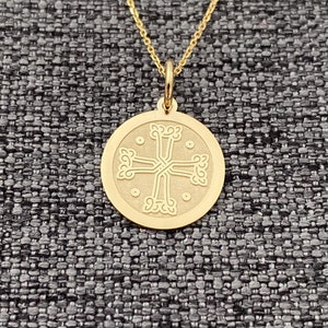 14k Solid Gold Armenian Cross Pendant, Personalized Armenian Cross Necklace, Protection Cross Pendant, Armenian Cross Necklace