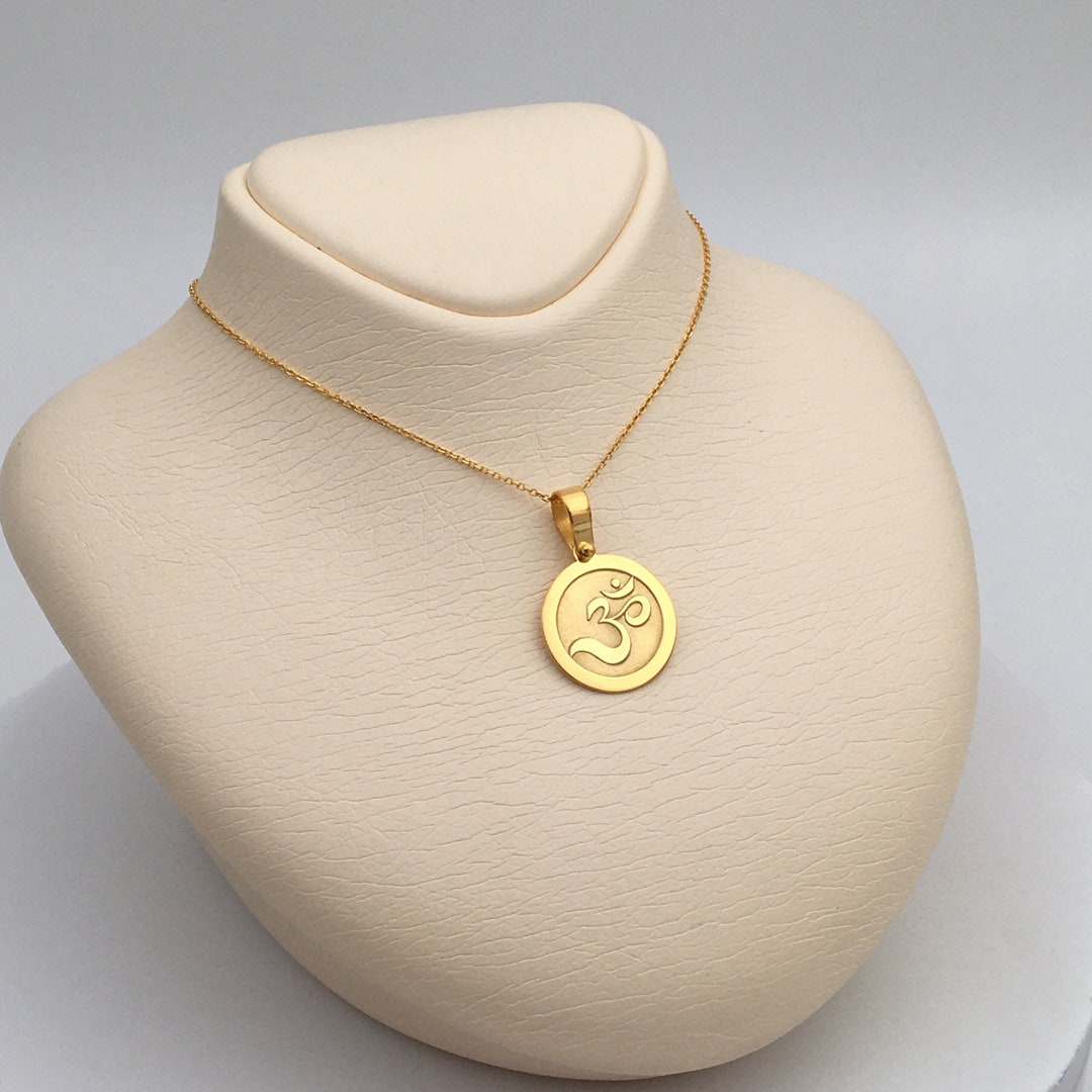 14k Solid Gold Om Necklace, Personalized Om Pendant, Yoga Necklace, Yoga Om Pendant, 14k Real Om