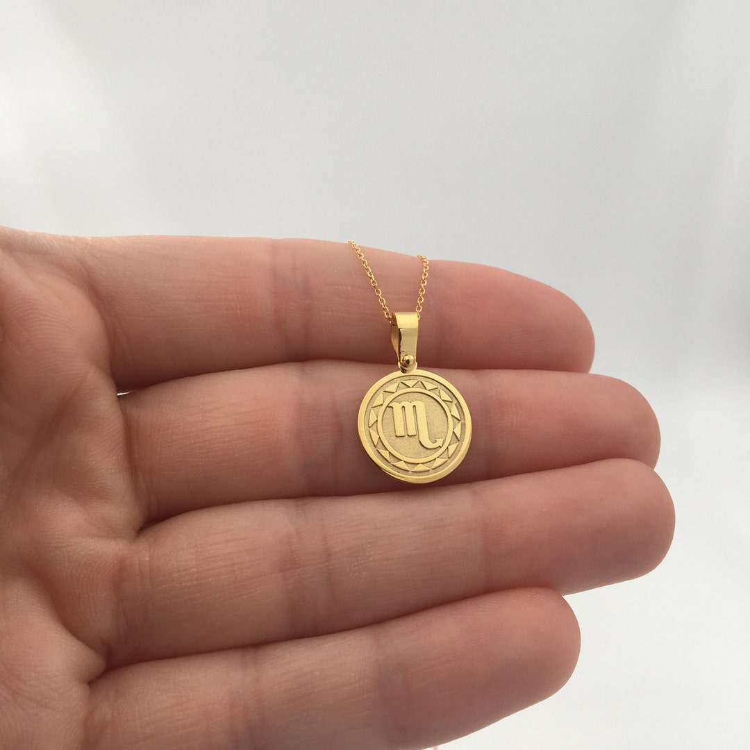 Collana con segno zodiacale Scorpione, ciondolo con medaglione, gioielli zodiacali, collana Collana con segno zodiacale Scorpione, ciondolo con medaglione, gioielli zodiacali, collana