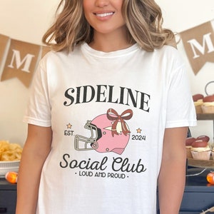 Sideline Social Club Comfort Colors® Cute Football Mom Shirt, Coquette Bows School Spirit Tshirt, Cheer Mascot Tee, Football Team Jersey