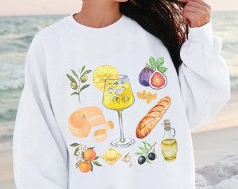 Felpa Mercato Italiano Pomodoro Aperol Spritz Felpa Sardine Felpa Ostrica Felpa Aragosta Felpa Costiera Amalfitana La Dolce Vita Felpa Pasta