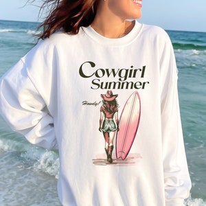 Coastal Cowgirl Summer Sweatshirt, Western Surf Sweatshirt, Coastal Cowboy Sweatshirt, Western Shirt, Oversized Sweatshirt Mermaidcore