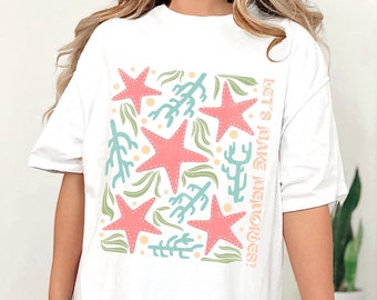 Vintage Starfish Tshirt Comfort Colors Cotton Cottagecore Aesthetic Shirt Nautical Tee Ocean Swimsuit Coverup Oversized Coastal Surf Shirt