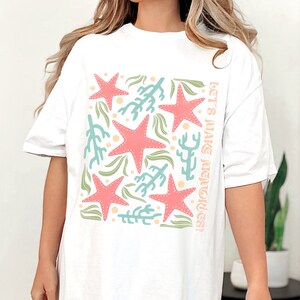 Vintage Starfish Tshirt Comfort Colors Cotton Cottagecore Aesthetic Shirt Nautical Tee Ocean Swimsuit Coverup Oversized Coastal Surf Shirt