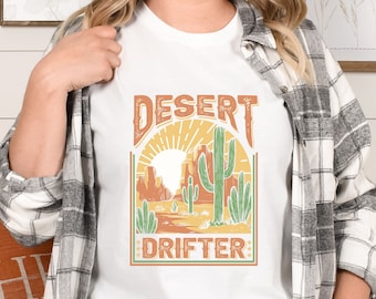 Desert Drifter Desert Tee, Desert Vibes, Desert T-shirt, Boho Shirt, Boho Tee, Vintage Inspired Cotton T-shirt, Unisex Tee, Cactus shirt