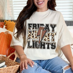 Friday Nights Lights Shirt Comfort Colors Shirt Football Mom Shirt  Football Shirts For Mom Cute Football Shirt Graphic Tee Leopard Print