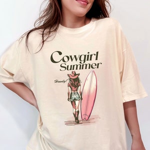 Retro Cowgirl Summer Comfort Colors Shirt, Western Graphic Tee Shirt, Rodeo Shirts, Country Western Shirts, Country Concert tshirt dress