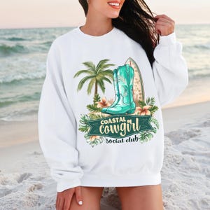 Coastal Cowgirl Social Club Sweatshirt Mermaid Core Aesthetic Western Cowgirl Beachy Sweatshirt Mermaidcore Clothing Beach Vacation Crewneck