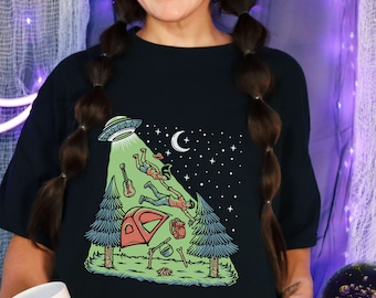 Alien Abduction tshirt, Funny UFO Shirt, Retro Alien Graphic Shirt, Get in Loser UFO Alien Tshirt, Colorful Space Shirt, Science Geek UNISEX