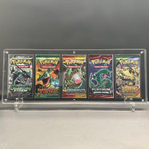 TCG 5x Booster Pack Acrylic Case Holder - Pokemon, Yu-Gi-Oh, and Magic w/ Stand