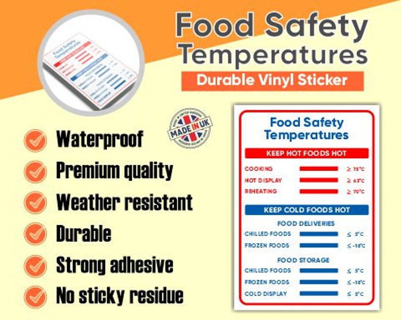 DETAILING GARAGE 2Pcs Food Safety Sign Pack - Colour Coded Chopping Board Sign And Food Safety Temperatures Sign - 150mm X 200mm Matte Self-Adhesive Vinyl Sticker, Waterproof And Oil-proof - View #7
